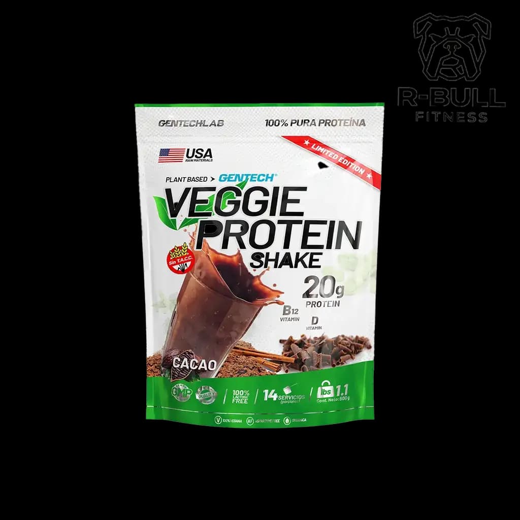 Veggie Protein Shake Gentech 500g Sabor Cacao