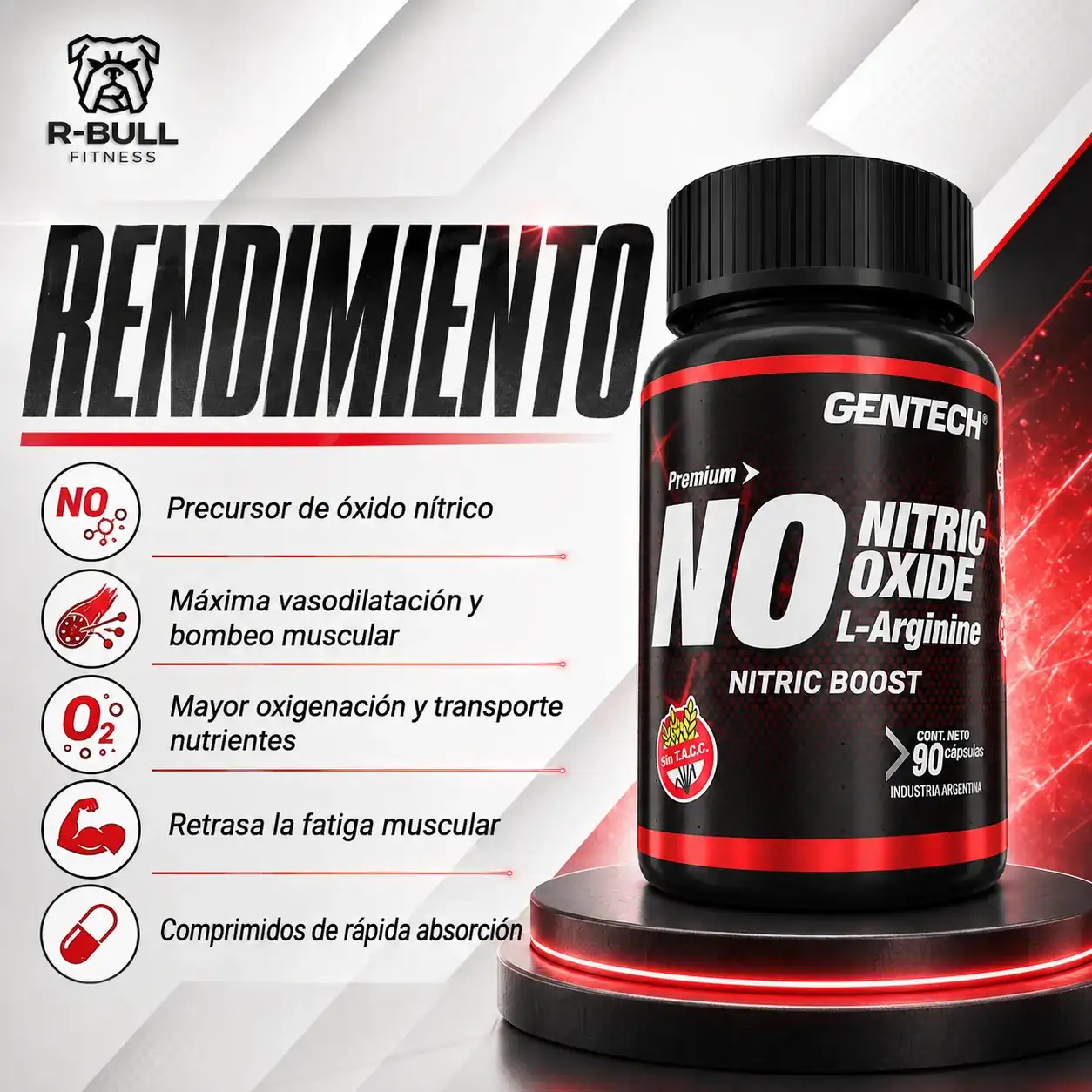 Óxido Nítrico Gentech 90 Cápsulas