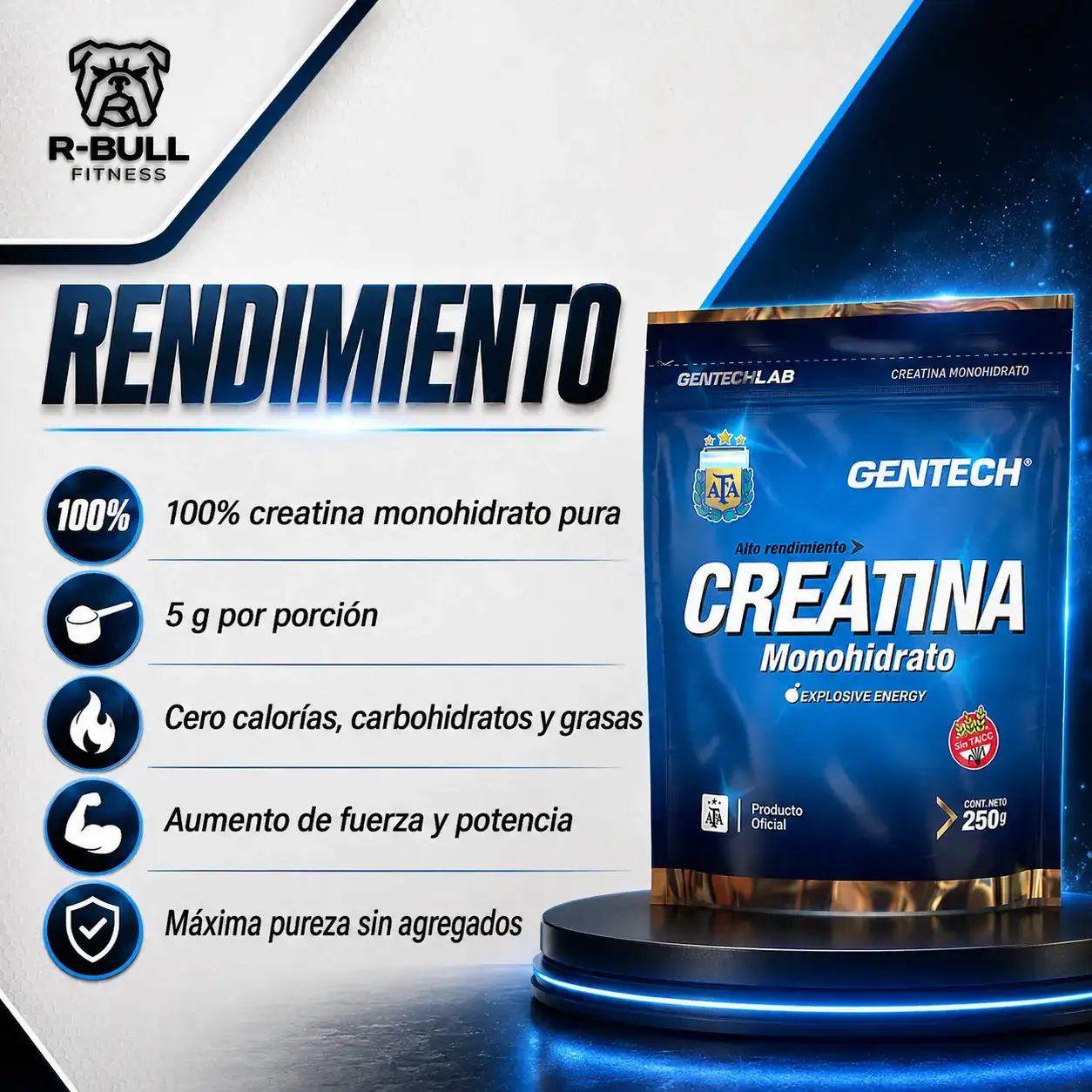 Creatina Monohidrato Gentech 500g Sabor Neutro