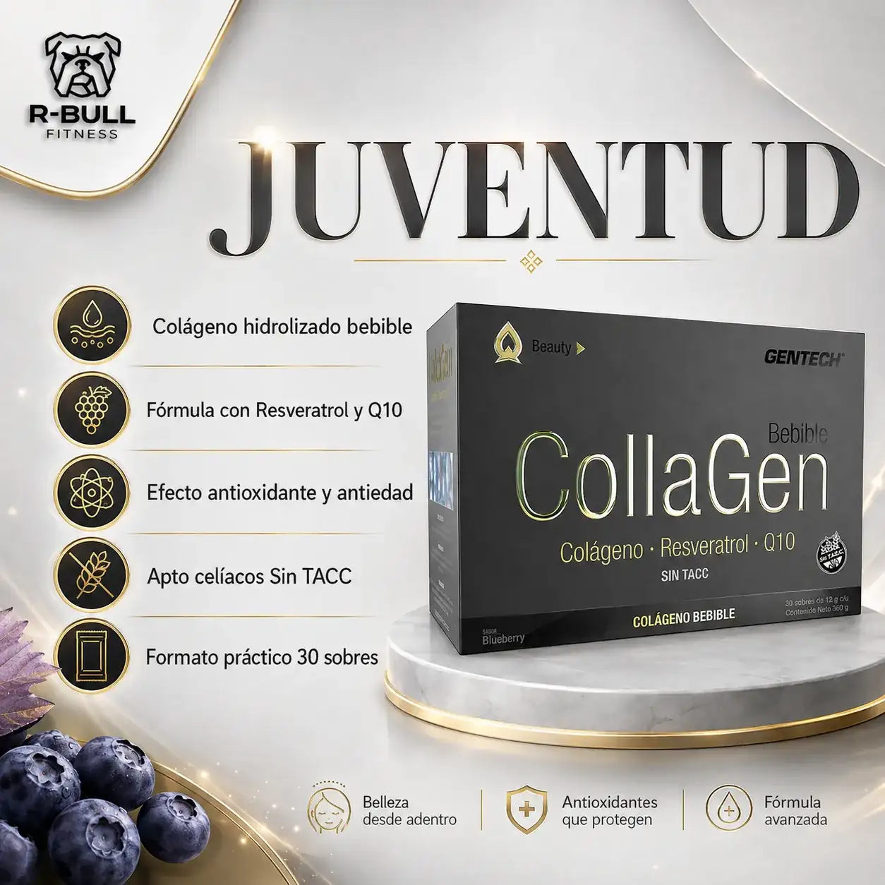 CollaGen Bebible Gentech 30 Sobres Sabor Blueberry