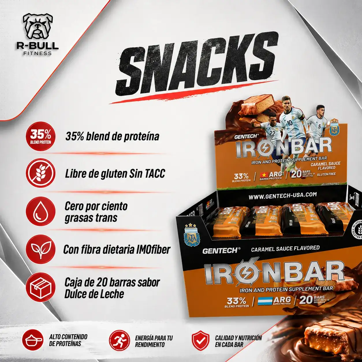 Caja Iron Bar AFA x20 - Sabor Dulce de Leche