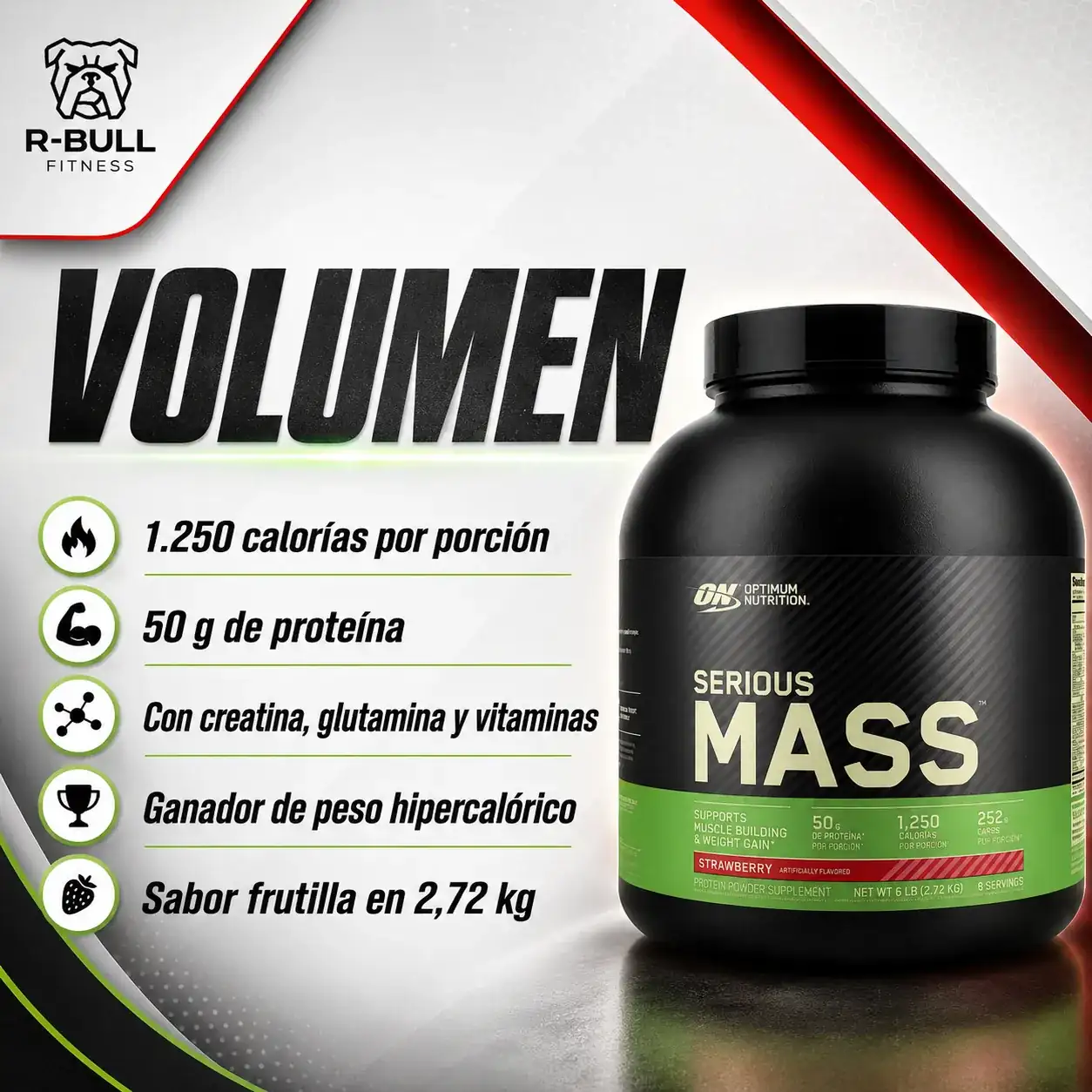 Optimum Nutrition Serious Mass 2.7Kg (Frutilla)